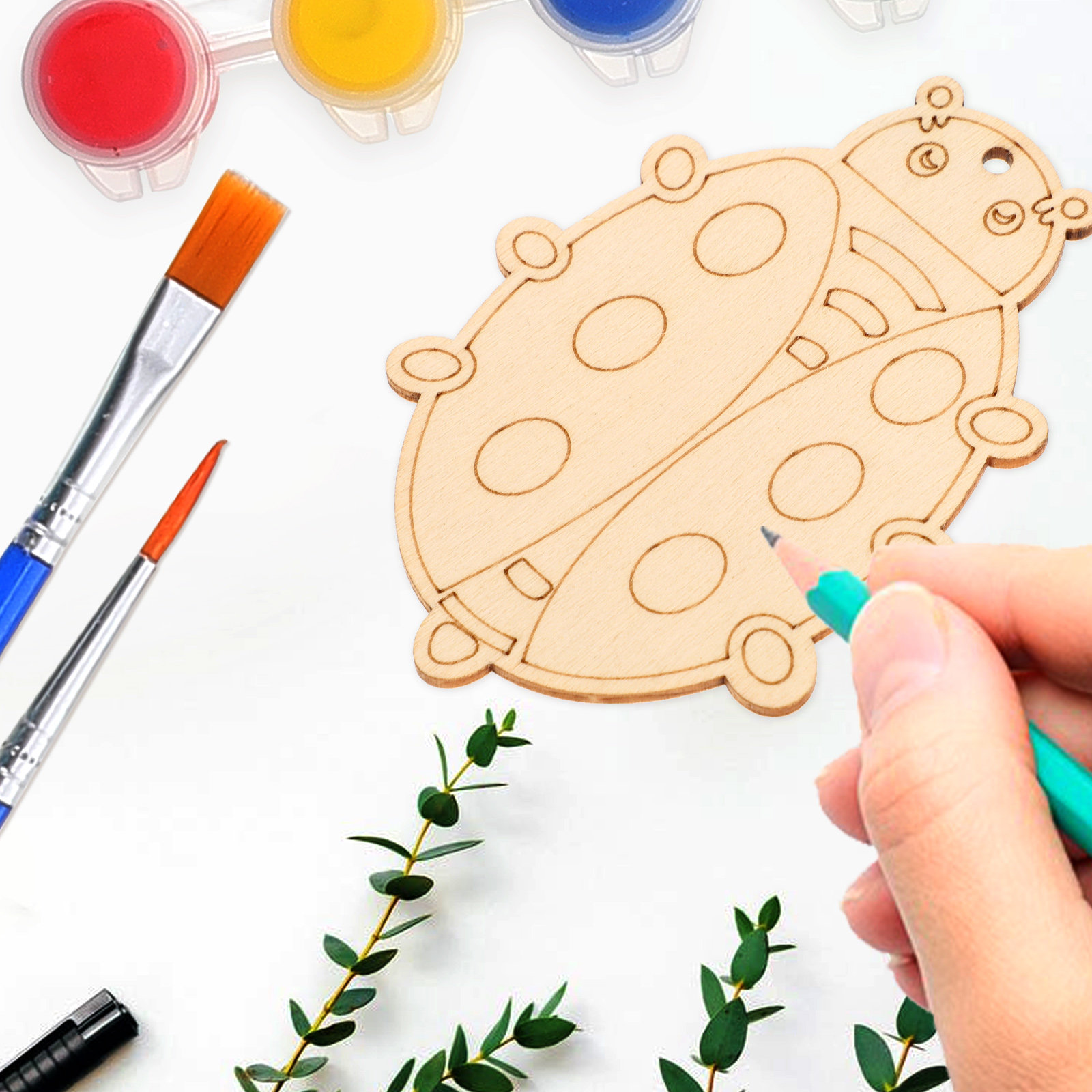 Art Craft For Kindergarten - 20 قطعة من قطع الخشب على