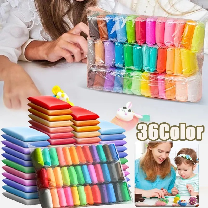 Air Dry Clay - حقيبة تحتوي على 36 لونًا من