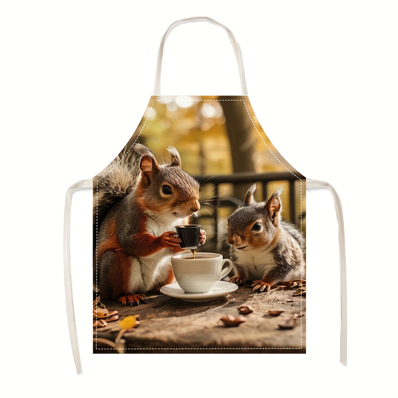 مريلة كتان بطبعة مشهد سنجاب وق - مراجعة Art Craft Gift Ideas وسعره