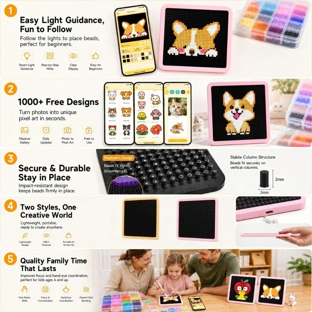 لوحة إضاءة LED ذكية بخرزات قاب - مراجعة Art Crafts وسعره